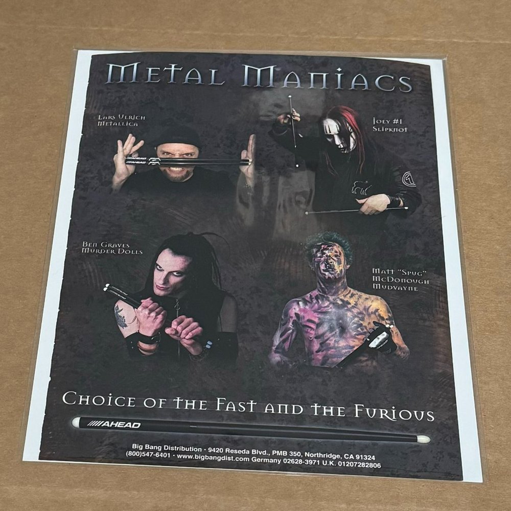 JOEY JORDISON / LARS ULRICH / SPUG / GRAVES - AHEAD DRUMSTICKS - 2004 Print Ad
